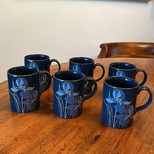 Otagiri Japan Set of 6 Blue Iris Tea Coffee Cups